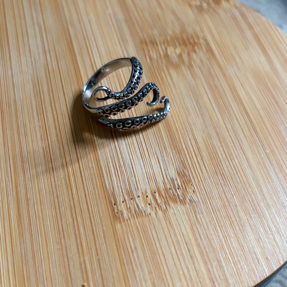 Silver Octopus Tentacle Ring